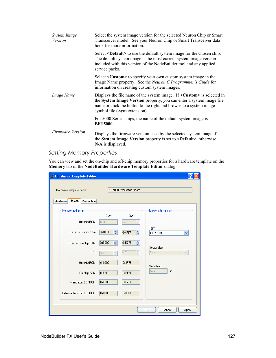 Setting memory properties | Echelon NodeBuilder FX User Manual | Page 141 / 300