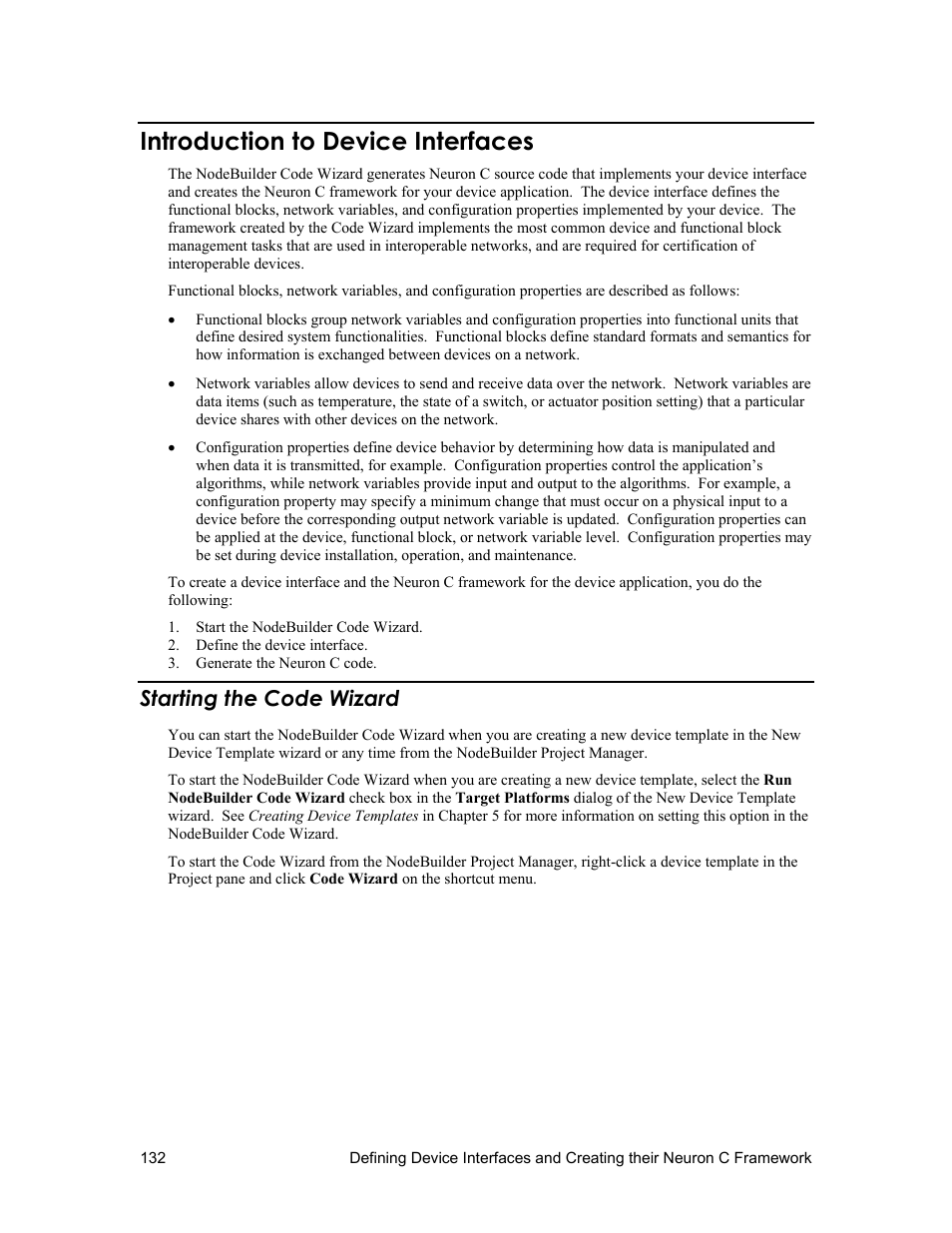 Introduction to device interfaces, Starting the code wizard | Echelon NodeBuilder FX User Manual | Page 146 / 300