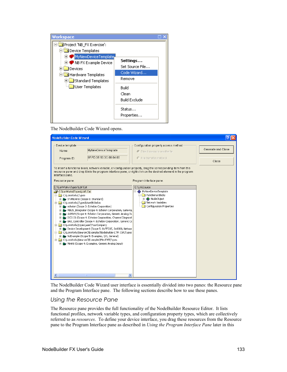 Using the resource pane | Echelon NodeBuilder FX User Manual | Page 147 / 300