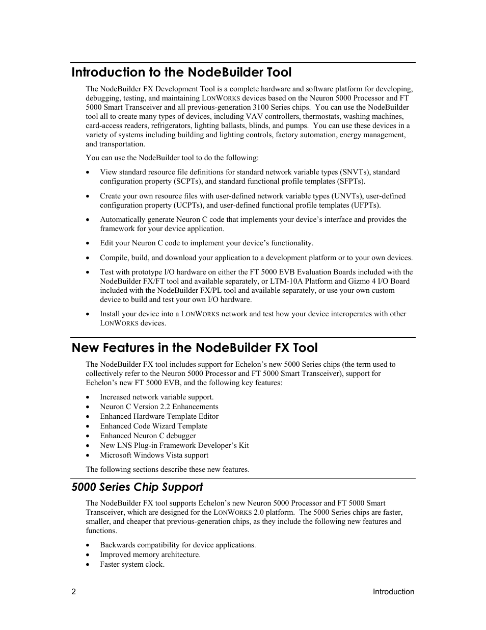 Introduction to the nodebuilder tool, New features in the nodebuilder fx tool, 5000 series chip support | Echelon NodeBuilder FX User Manual | Page 16 / 300