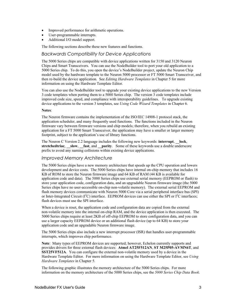 Backwards compatibility for device applications, Improved memory architecture | Echelon NodeBuilder FX User Manual | Page 17 / 300