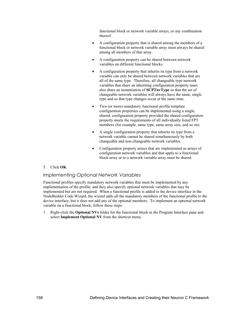 Implementing optional network variables | Echelon NodeBuilder FX User Manual | Page 172 / 300