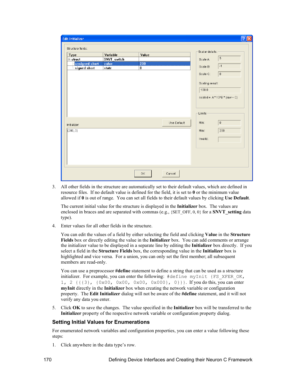 Setting initial values for enumerations | Echelon NodeBuilder FX User Manual | Page 184 / 300