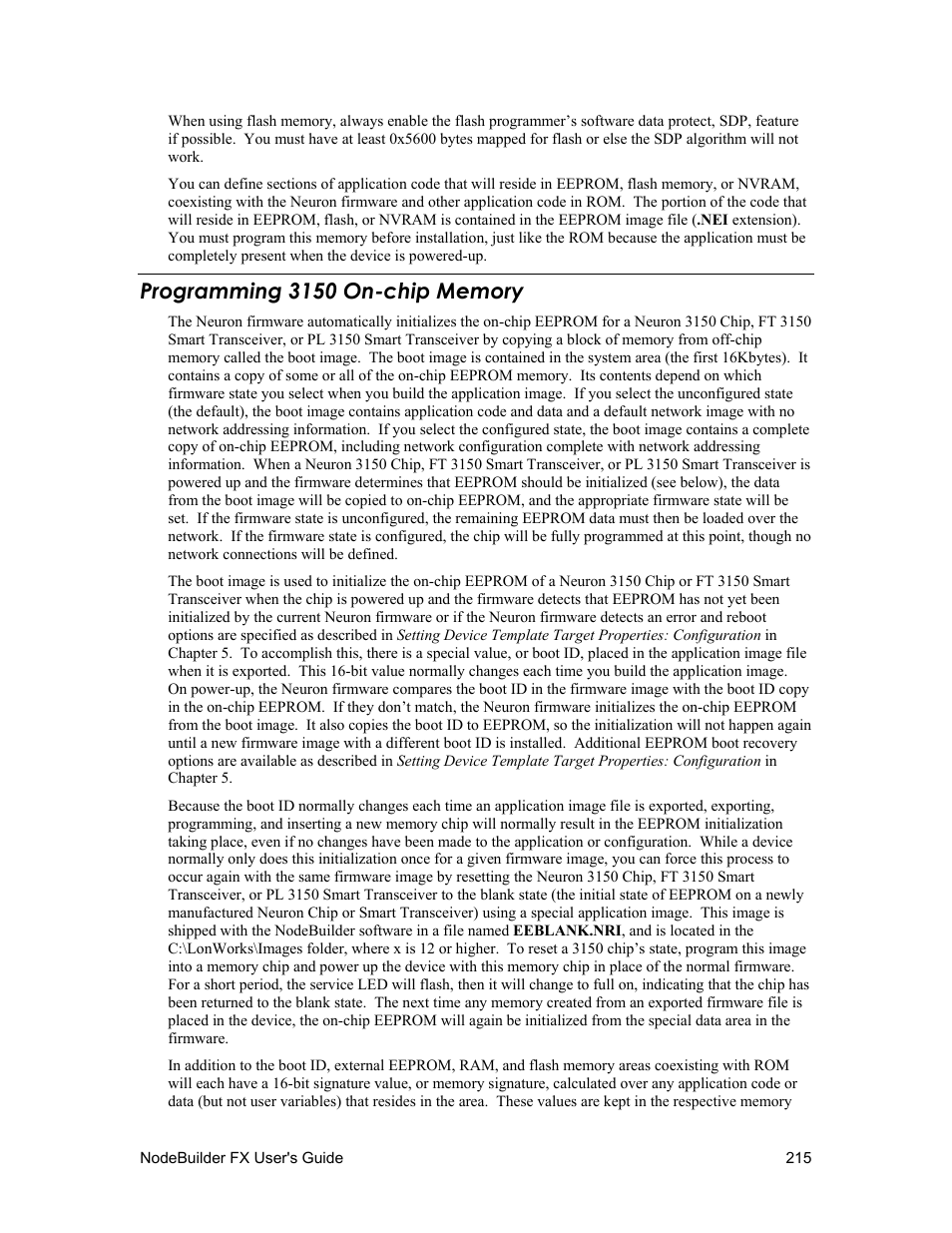 Programming 3150 on chip memory | Echelon NodeBuilder FX User Manual | Page 229 / 300