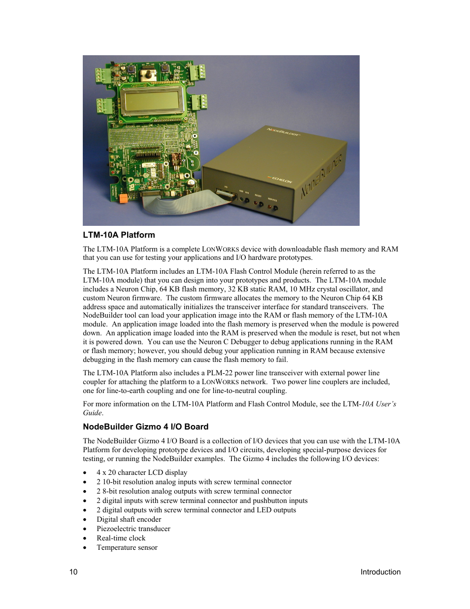 Ltm 10a platform, Nodebuilder gizmo 4 i/o board | Echelon NodeBuilder FX User Manual | Page 24 / 300