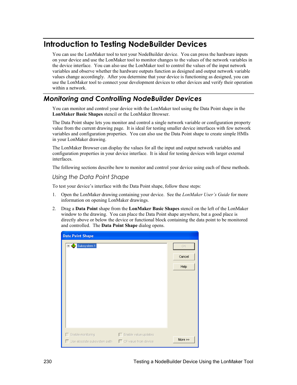 Introduction to testing nodebuilder devices, Monitoring and controlling nodebuilder devices | Echelon NodeBuilder FX User Manual | Page 244 / 300