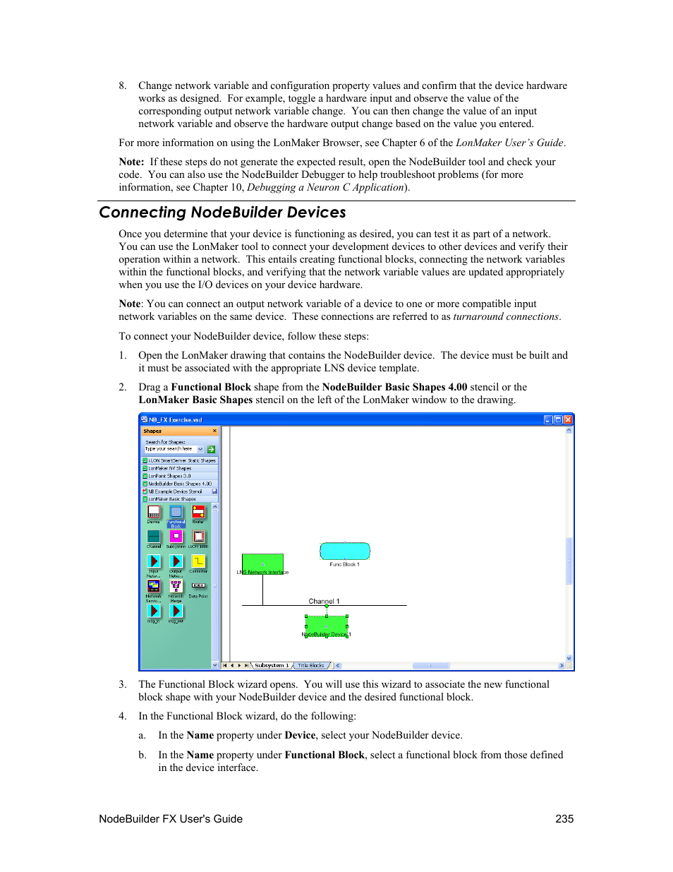 Connecting nodebuilder devices | Echelon NodeBuilder FX User Manual | Page 249 / 300