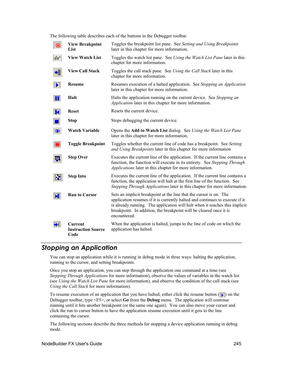 Stopping an application | Echelon NodeBuilder FX User Manual | Page 259 / 300