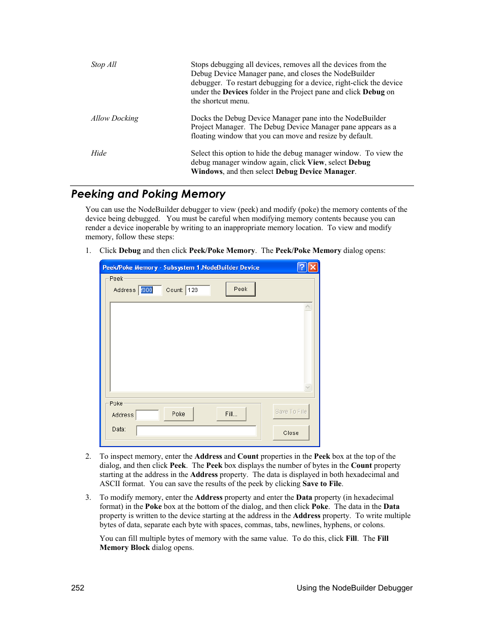 Peeking and poking memory | Echelon NodeBuilder FX User Manual | Page 266 / 300