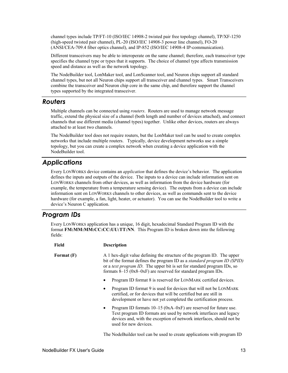 Routers, Applications, Program ids | Echelon NodeBuilder FX User Manual | Page 27 / 300