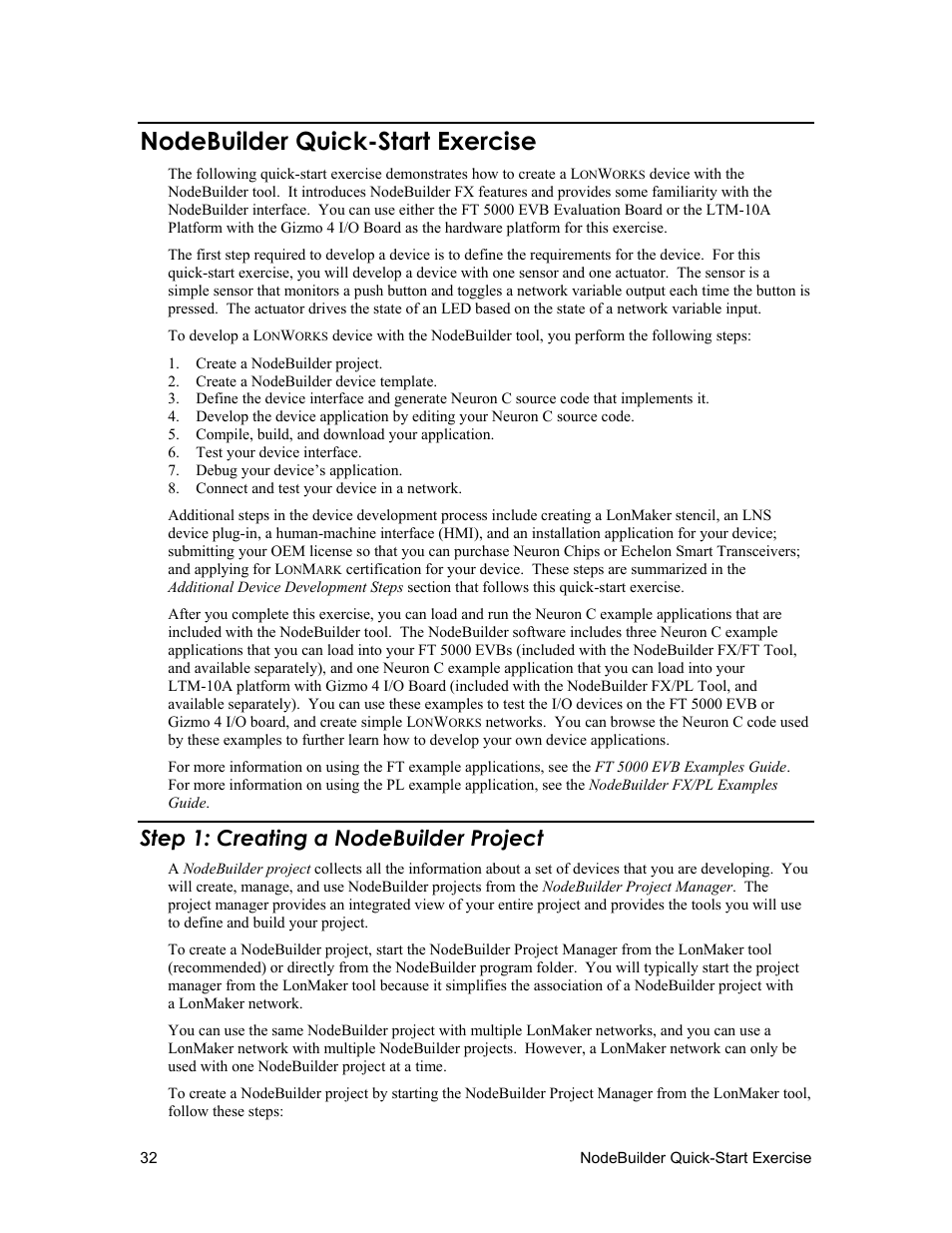 Nodebuilder quick start exercise, Step 1: creating a nodebuilder project, Nodebuilder quick-start exercise | Echelon NodeBuilder FX User Manual | Page 46 / 300