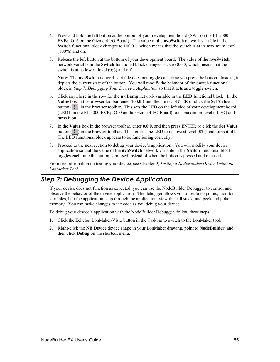 Step 7: debugging the device application | Echelon NodeBuilder FX User Manual | Page 69 / 300