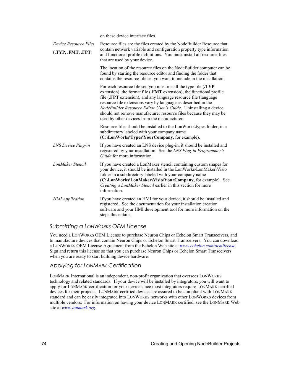 Submitting a l, Oem license, Applying for l | Certification | Echelon NodeBuilder FX User Manual | Page 88 / 300