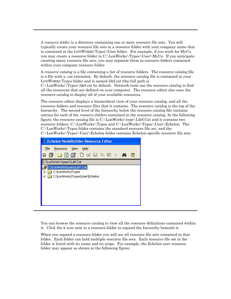 Introduction to resource folders, Browsing the resource catalog | Echelon NodeBuilder Resource Editor User Manual | Page 18 / 90