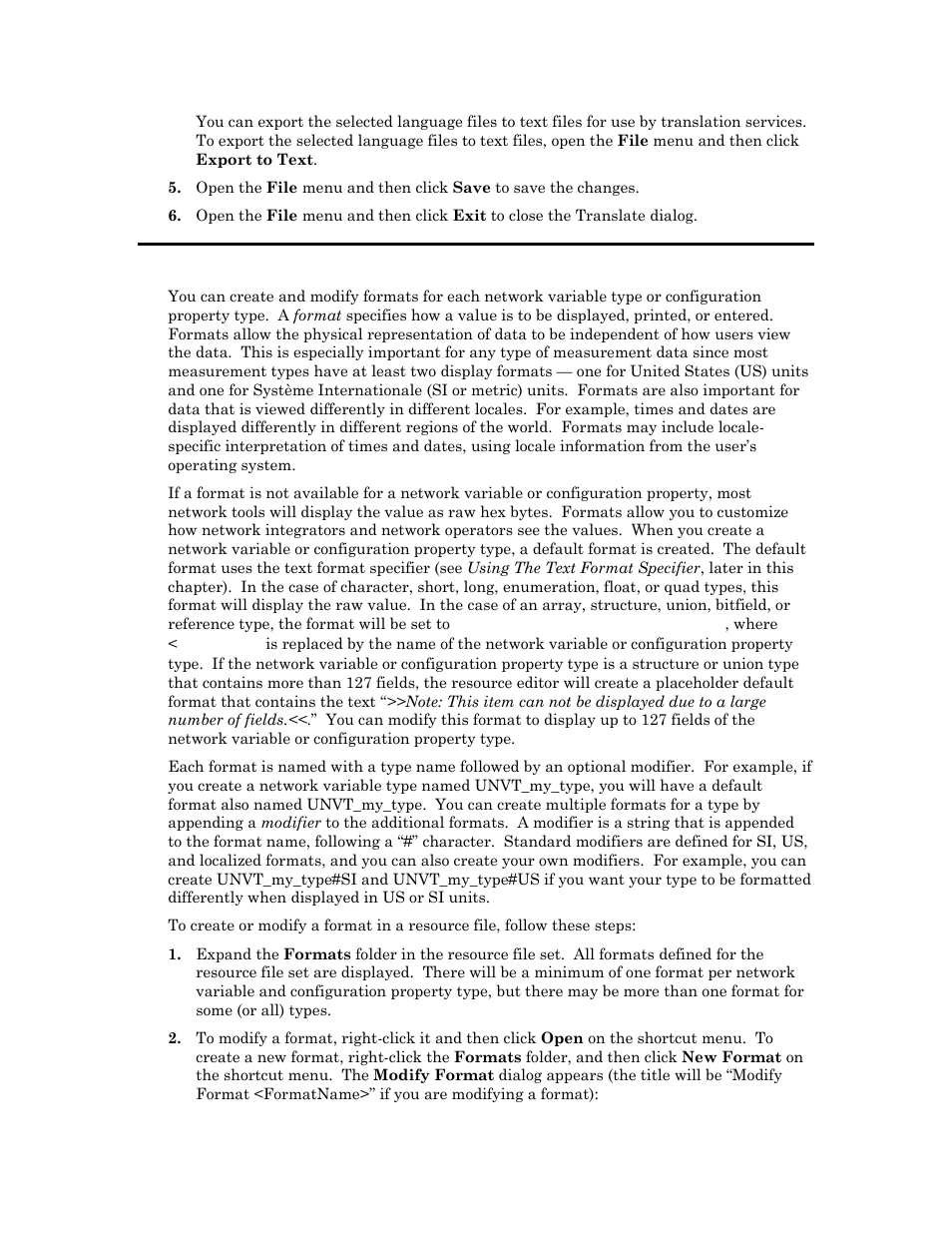 Creating and modifying a resource format, Creating and modifying a resource format for m, In creating and modifying a resource format | Echelon NodeBuilder Resource Editor User Manual | Page 63 / 90