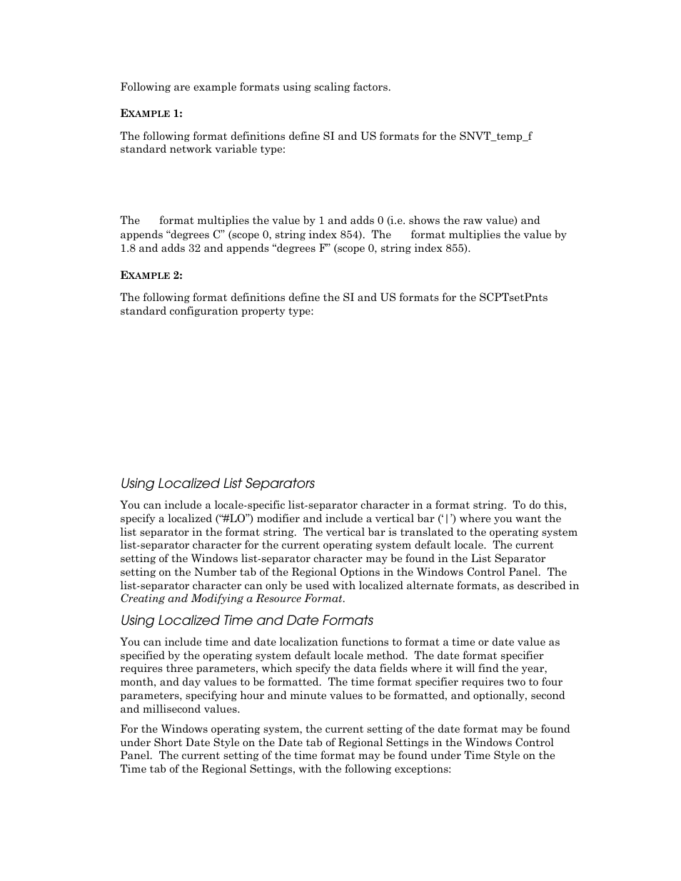 Using localized list separators, Using localized time and date formats | Echelon NodeBuilder Resource Editor User Manual | Page 70 / 90