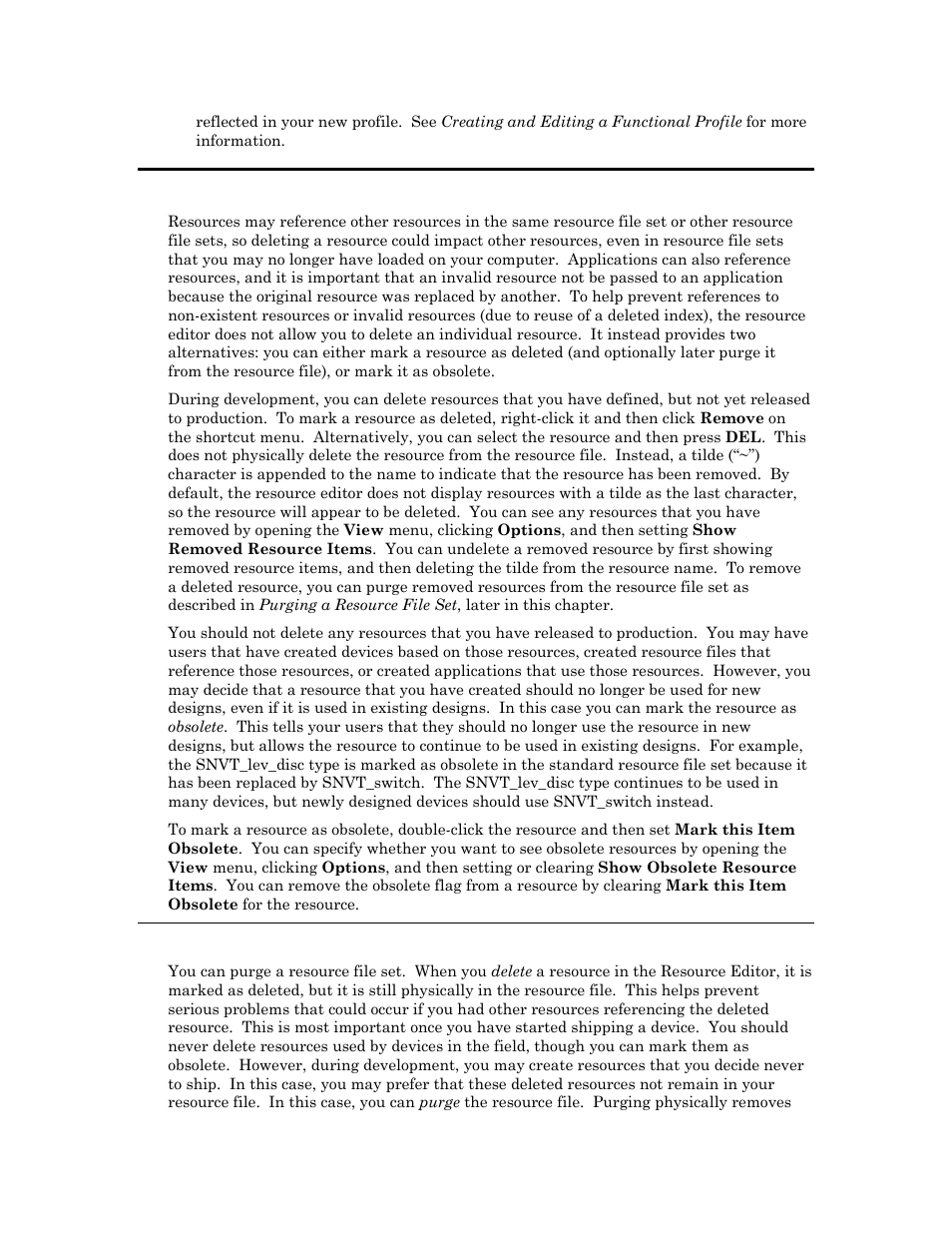 Removing and obsoleting resources, Purging a resource file set | Echelon NodeBuilder Resource Editor User Manual | Page 72 / 90