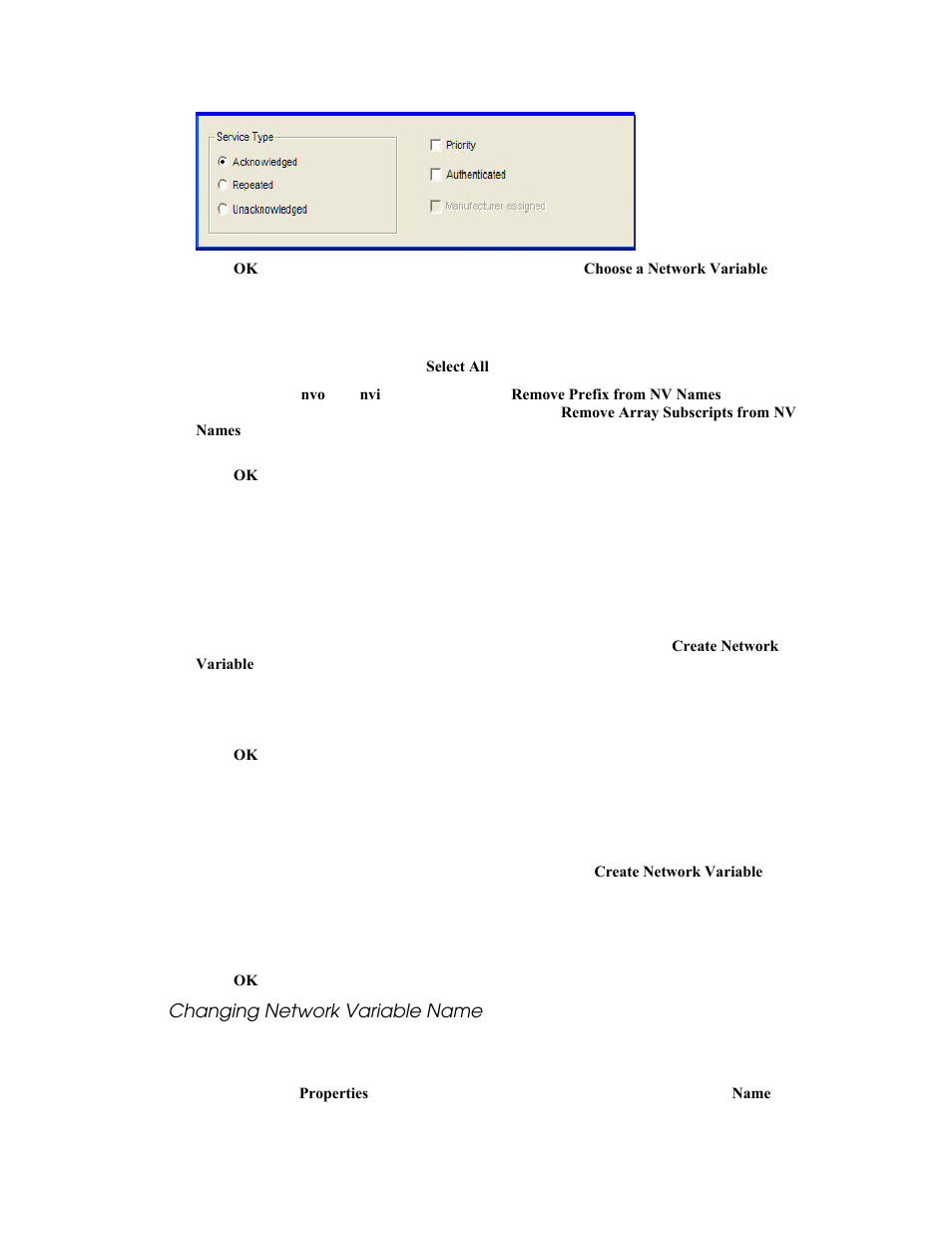 Changing network variable name | Echelon LonMaker User Manual | Page 115 / 423