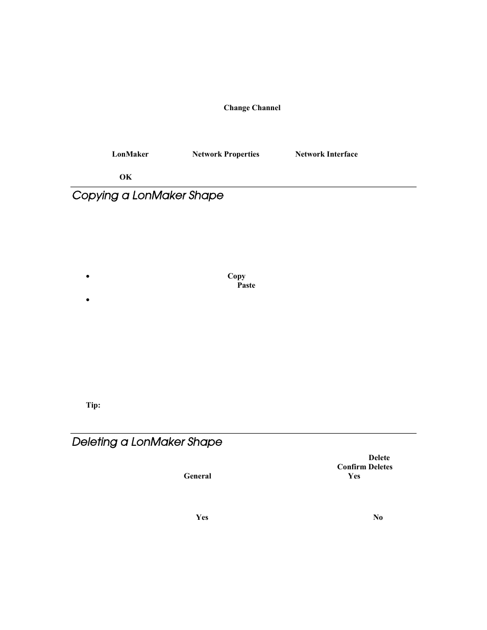 Moving an lns computer to a different channel, Copying a lonmaker shape, Deleting a lonmaker shape | Echelon LonMaker User Manual | Page 155 / 423