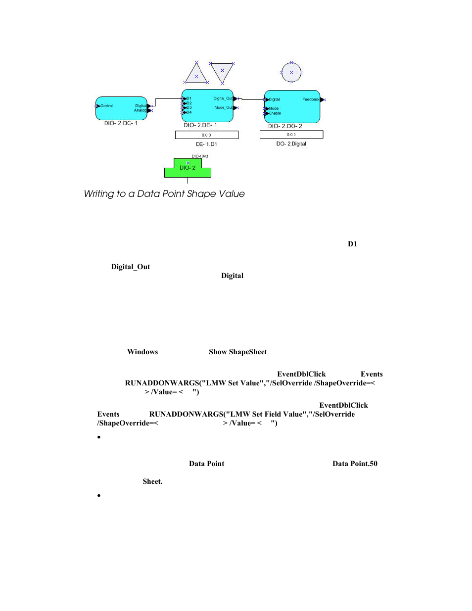 Writing to a data point shape value, Using an add-on | Echelon LonMaker User Manual | Page 205 / 423