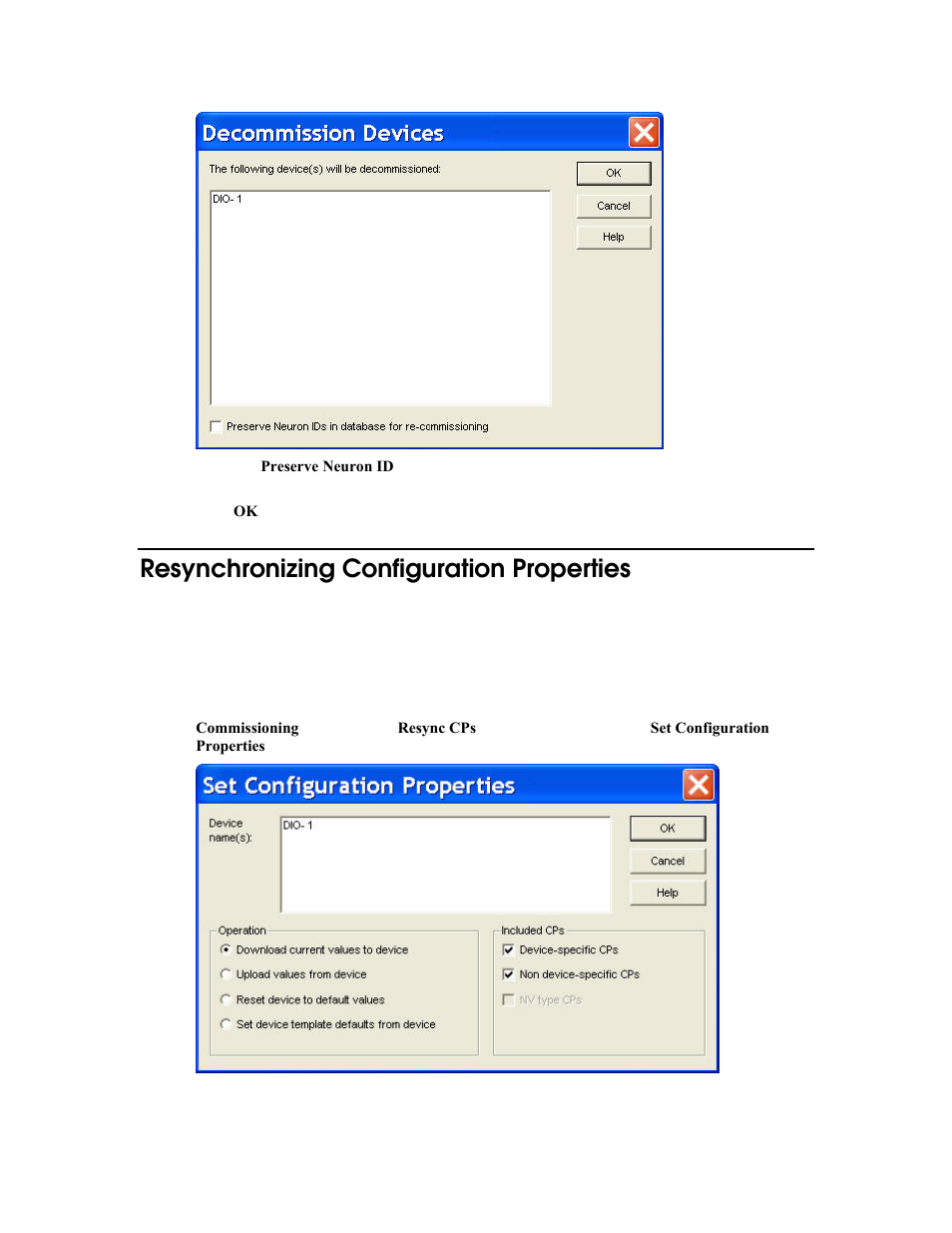 Resynchronizing configuration properties | Echelon LonMaker User Manual | Page 220 / 423
