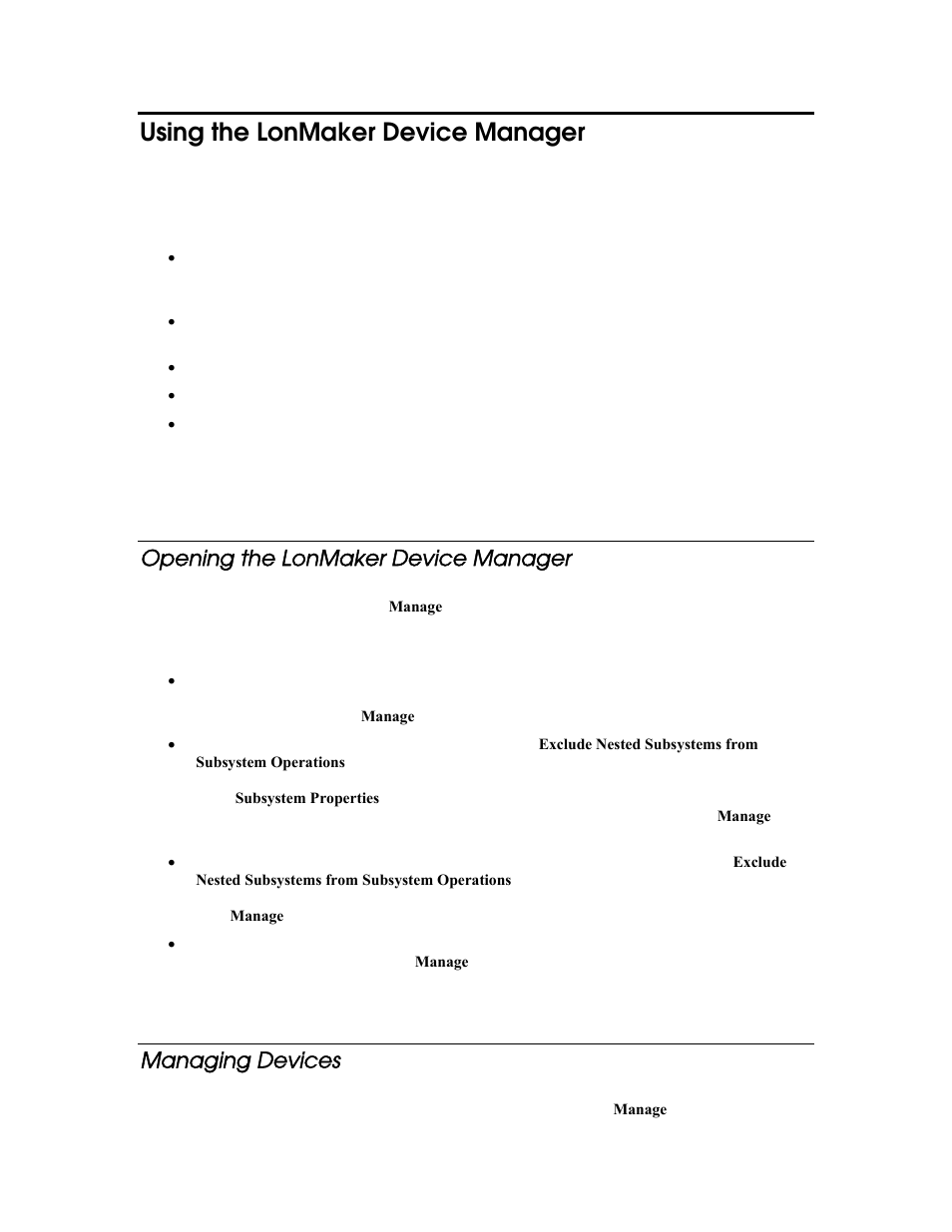 Using the lonmaker device manager, Opening the lonmaker device manager, Managing devices | Echelon LonMaker User Manual | Page 270 / 423