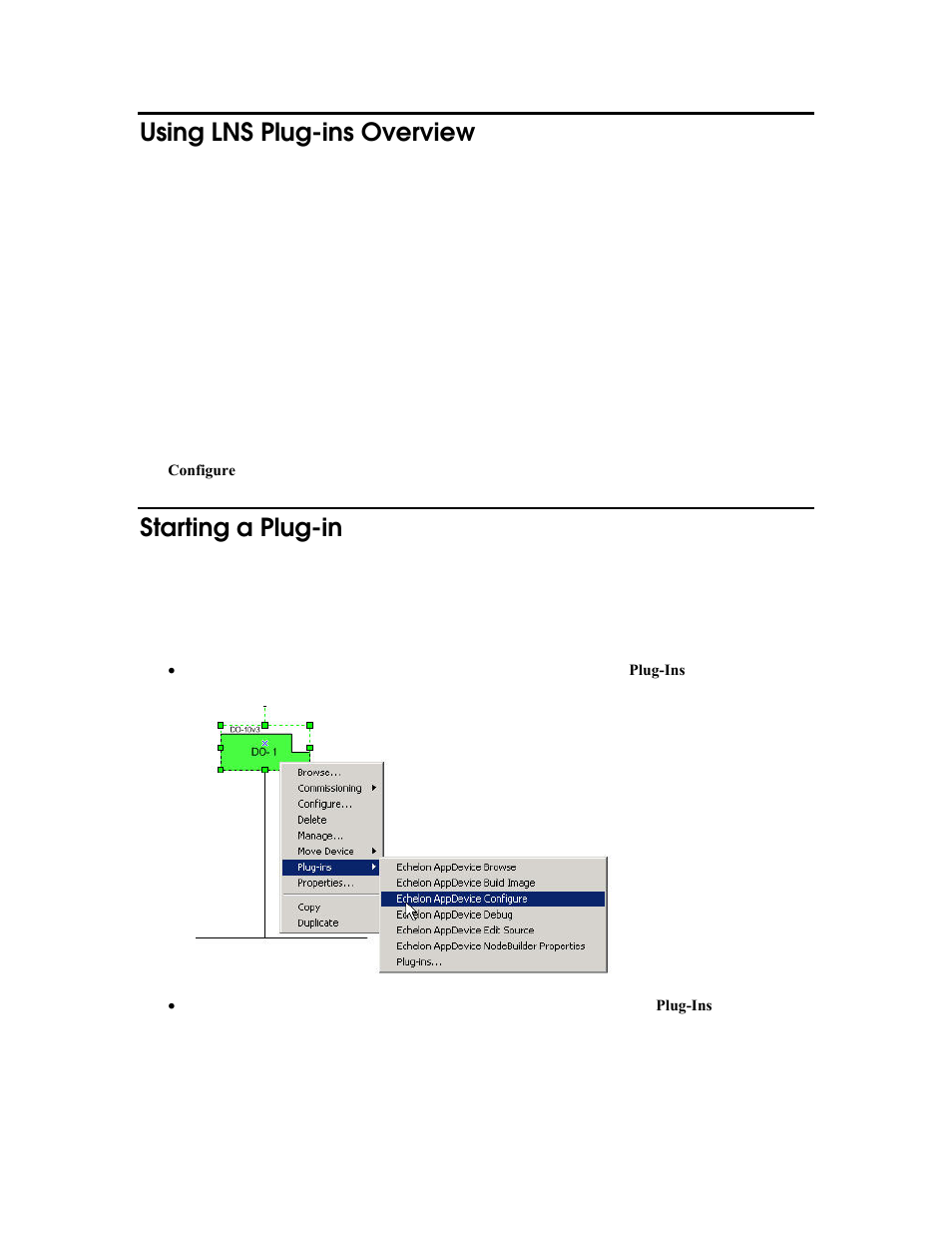 Using lns plug-ins overview, Starting a plug-in | Echelon LonMaker User Manual | Page 310 / 423