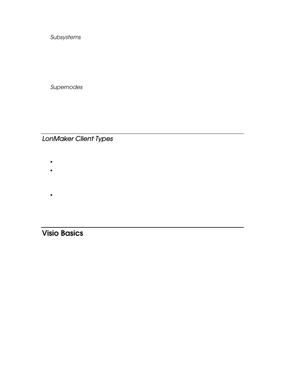 Subsystems, Supernodes, Lonmaker client types | Visio basics | Echelon LonMaker User Manual | Page 33 / 423