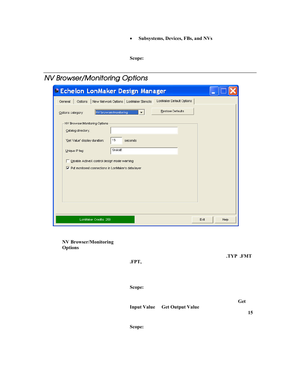 Nv browser/monitoring options | Echelon LonMaker User Manual | Page 353 / 423