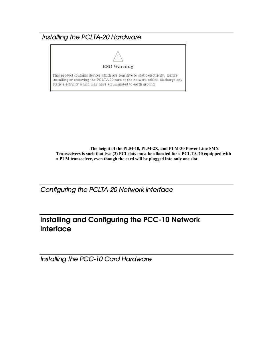 Installing the pclta-20 hardware, Configuring the pclta-20 network interface, Installing the pcc10 card hardware | Installing the pcc-10 card hardware | Echelon LonMaker User Manual | Page 367 / 423