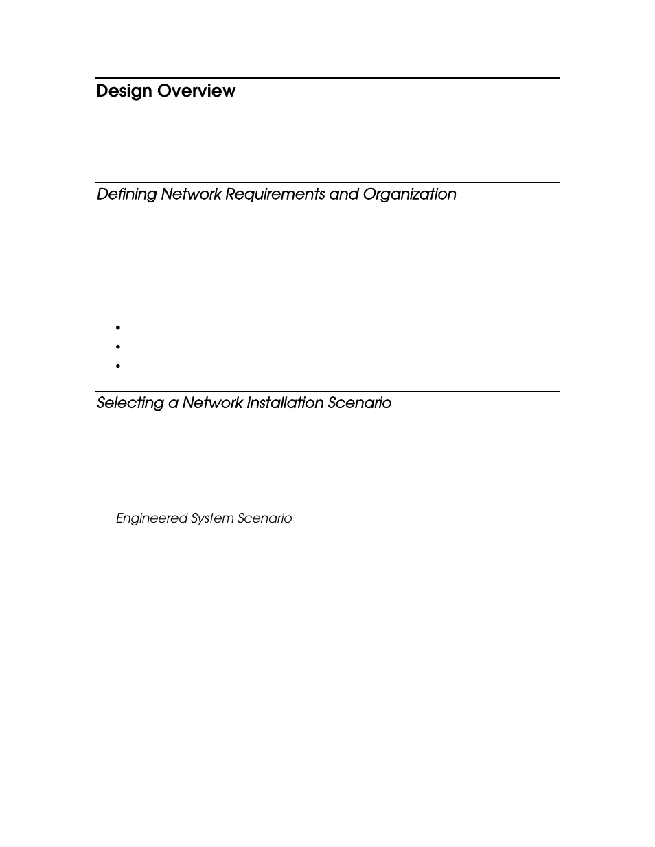 Design overview, Defining network requirements and organization, Selecting a network installation scenario | Engineered system scenario | Echelon LonMaker User Manual | Page 50 / 423
