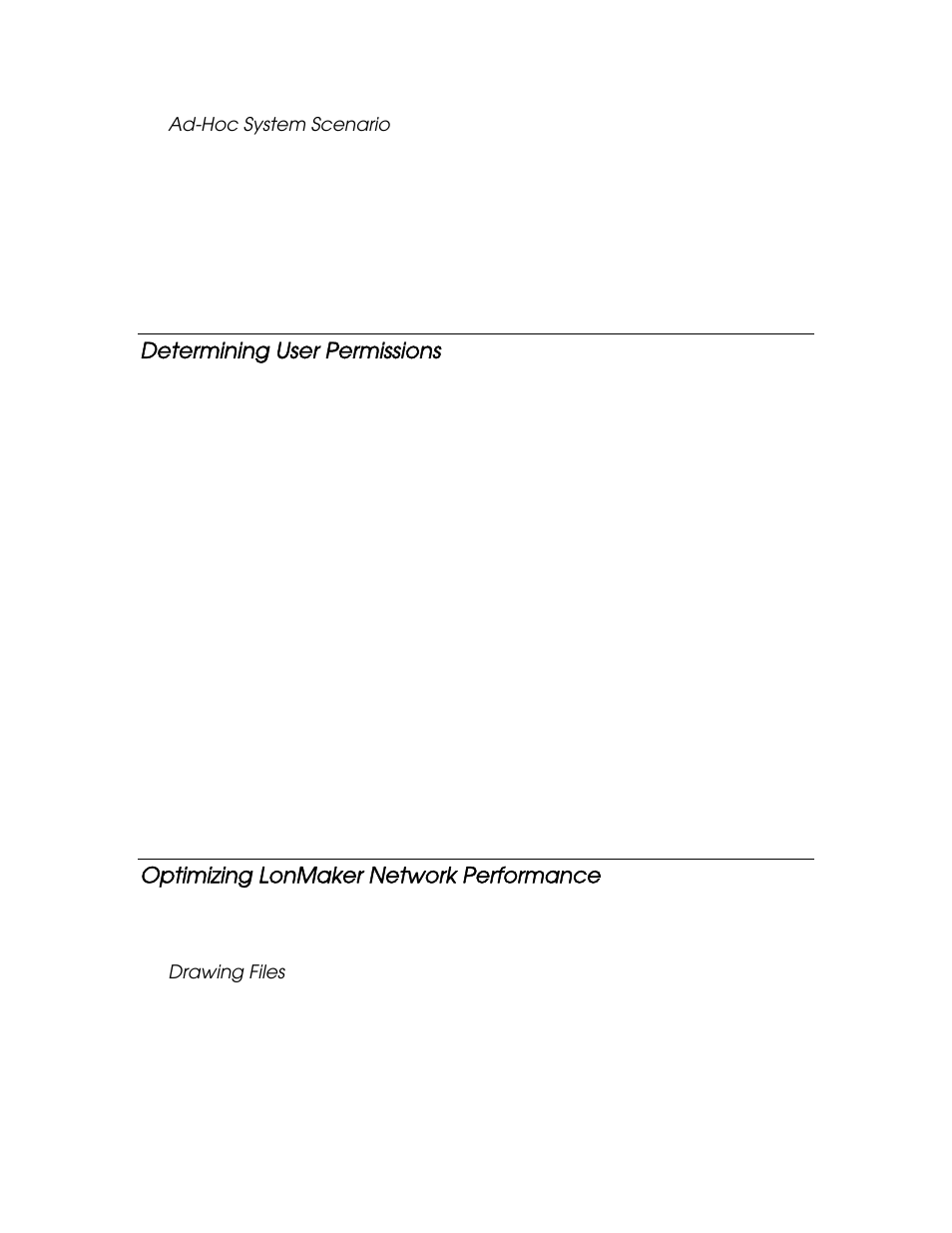 Ad-hoc system scenario, Determining user permissions, Optimizing lonmaker network performance | Drawing files | Echelon LonMaker User Manual | Page 51 / 423