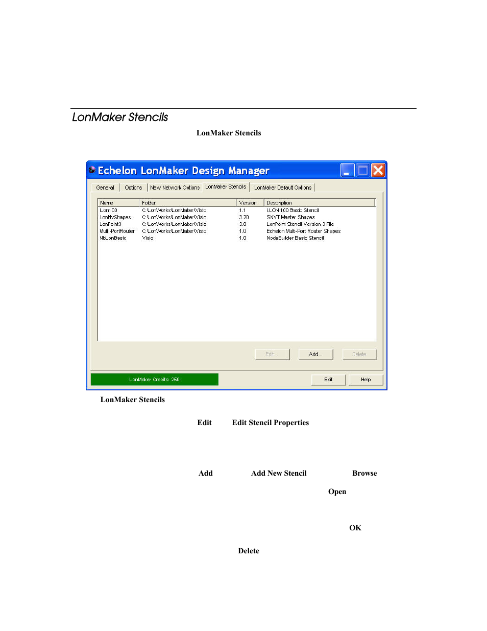 Lonmaker stencils | Echelon LonMaker User Manual | Page 60 / 423