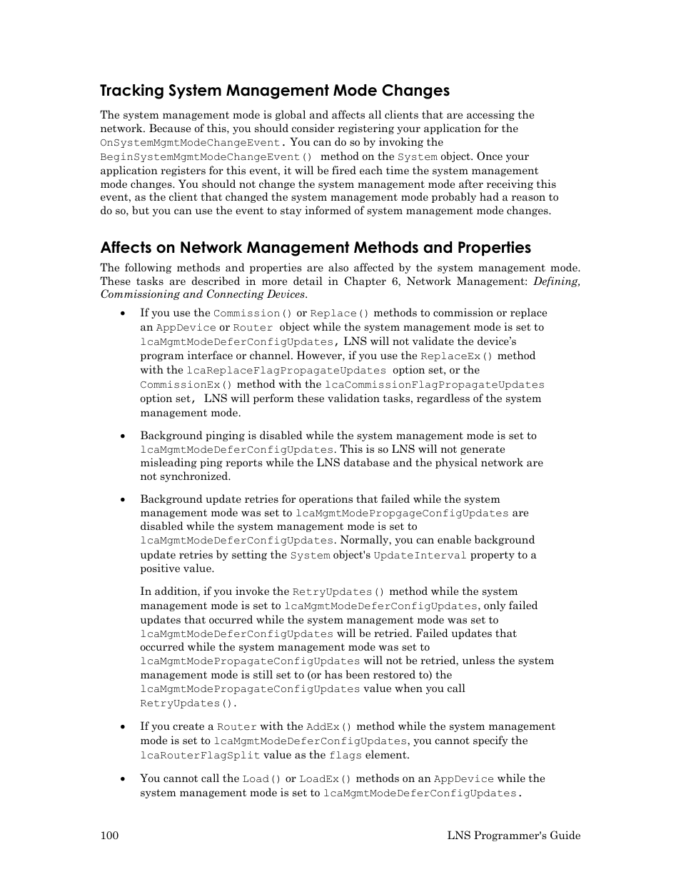 Tracking system management mode changes | Echelon LNS User Manual | Page 114 / 368