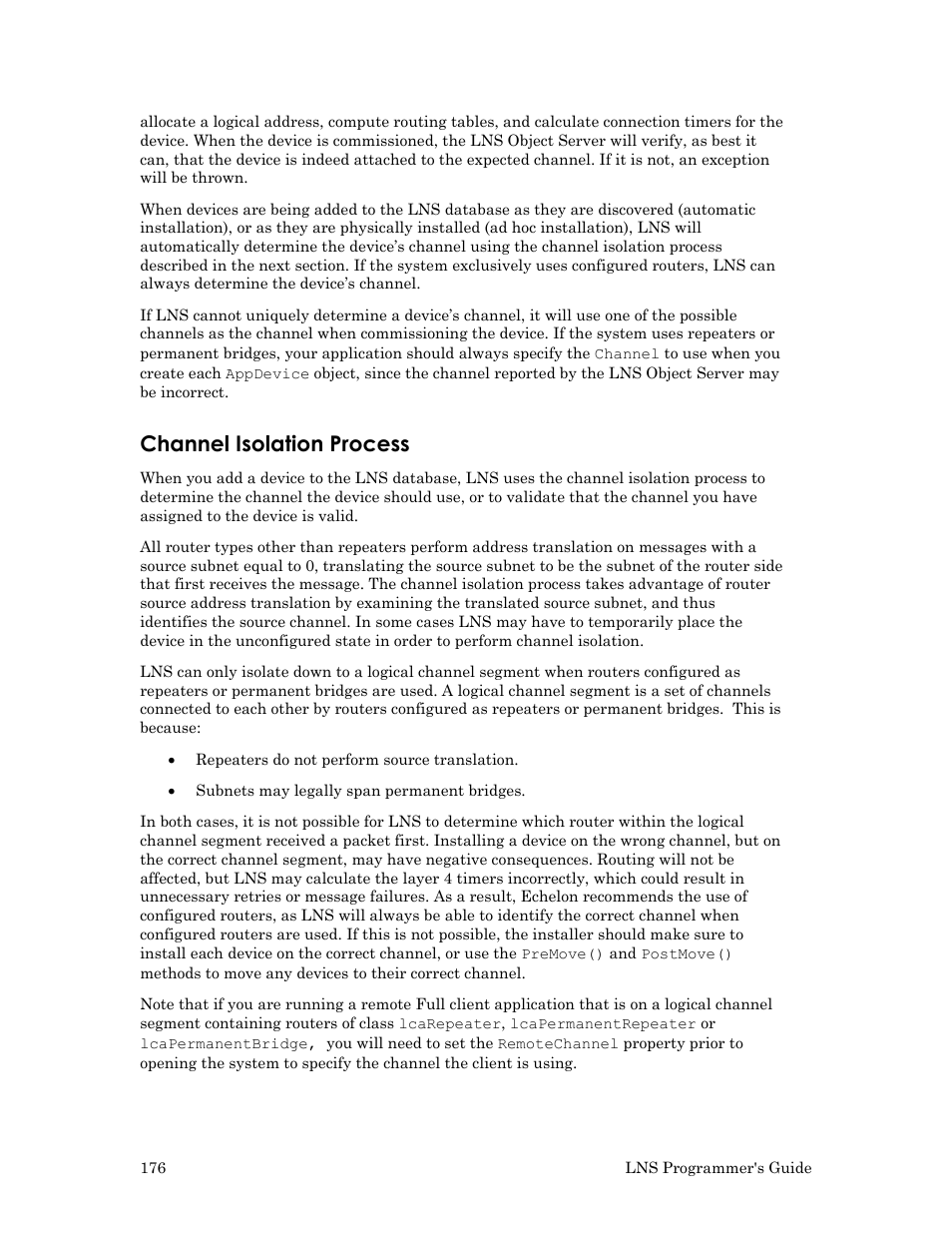 Channel isolation process | Echelon LNS User Manual | Page 190 / 368