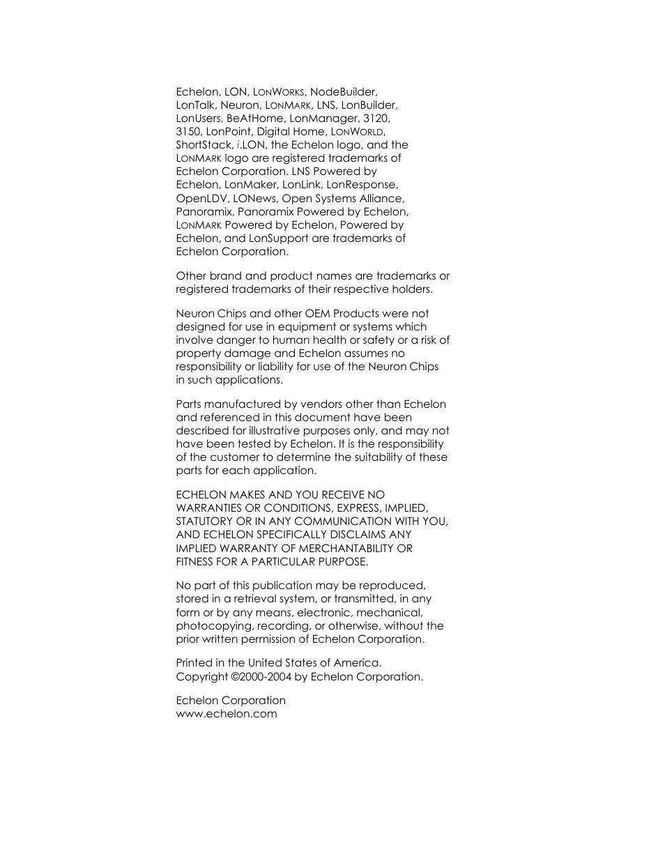 Echelon LNS User Manual | Page 2 / 368