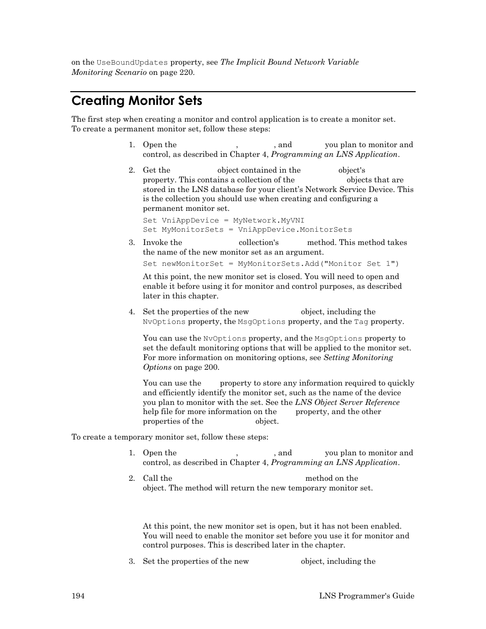 Creating monitor sets | Echelon LNS User Manual | Page 208 / 368