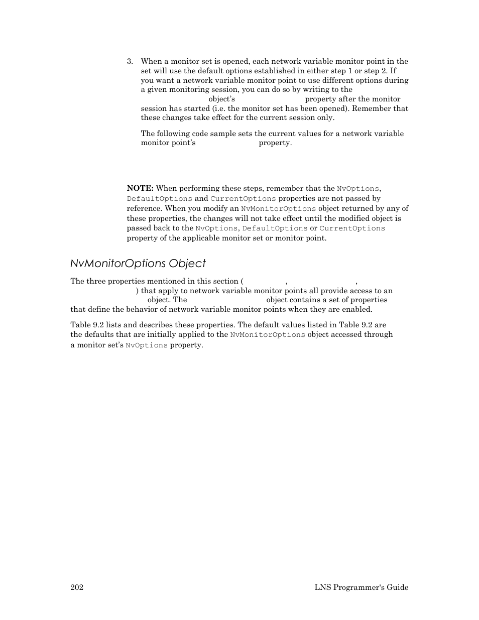 Nvmonitoroptions object | Echelon LNS User Manual | Page 216 / 368