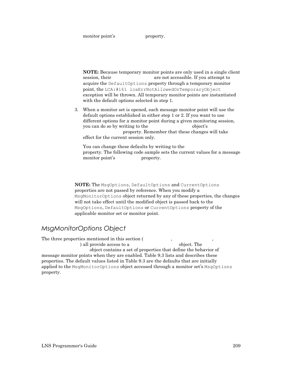 Msgmonitoroptions object | Echelon LNS User Manual | Page 223 / 368