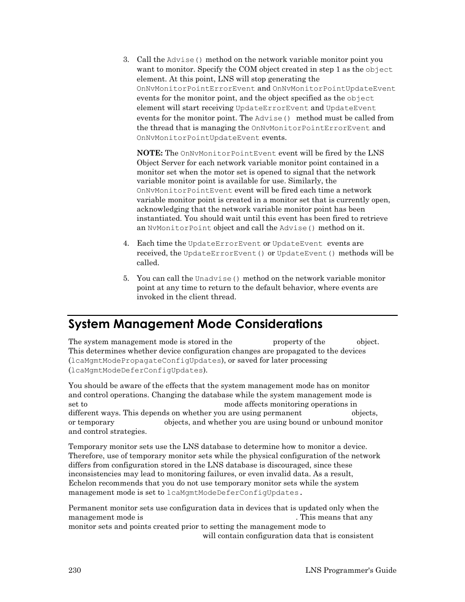 System management mode considerations, System management mode, Considerations | Echelon LNS User Manual | Page 244 / 368