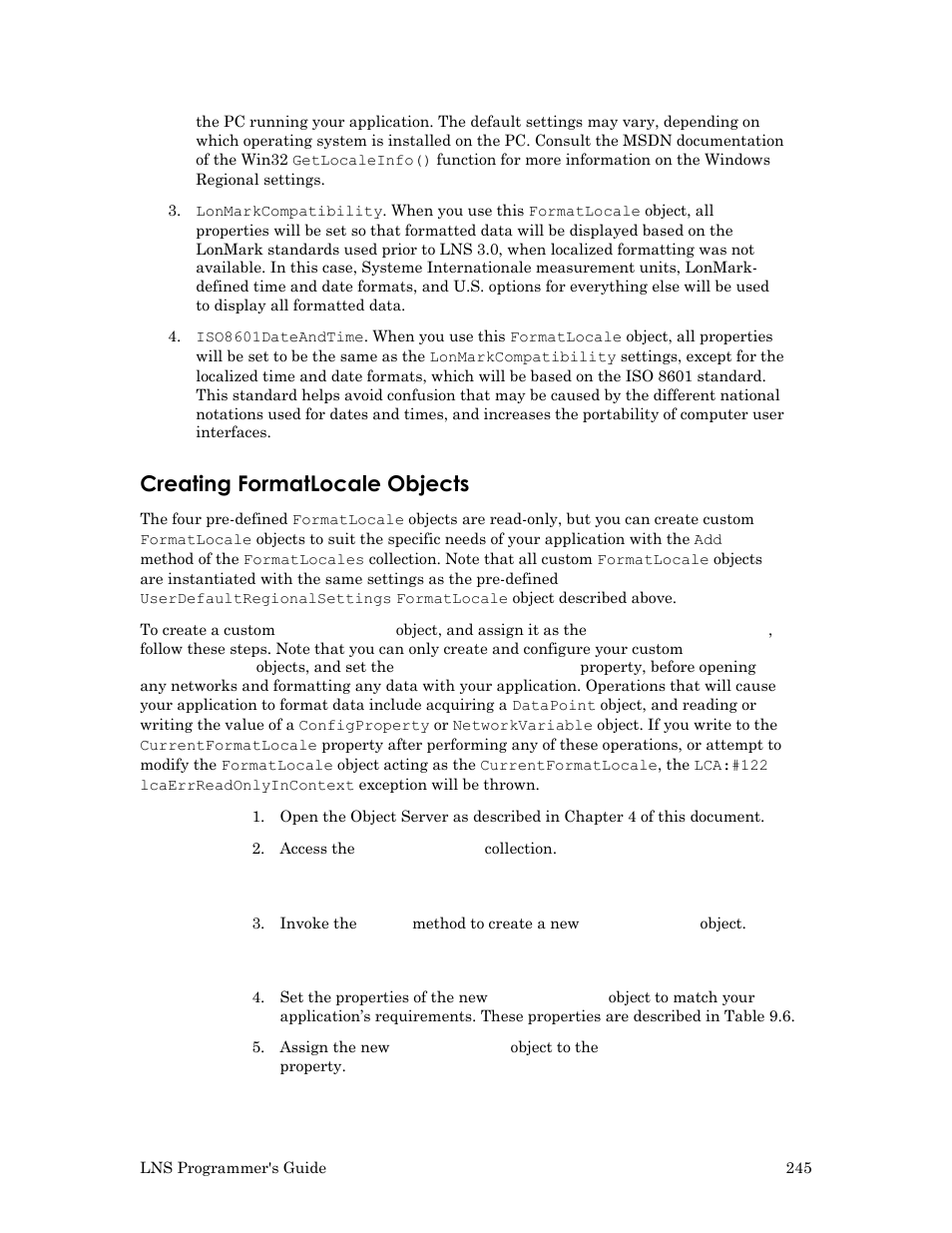 Creating formatlocale objects | Echelon LNS User Manual | Page 259 / 368