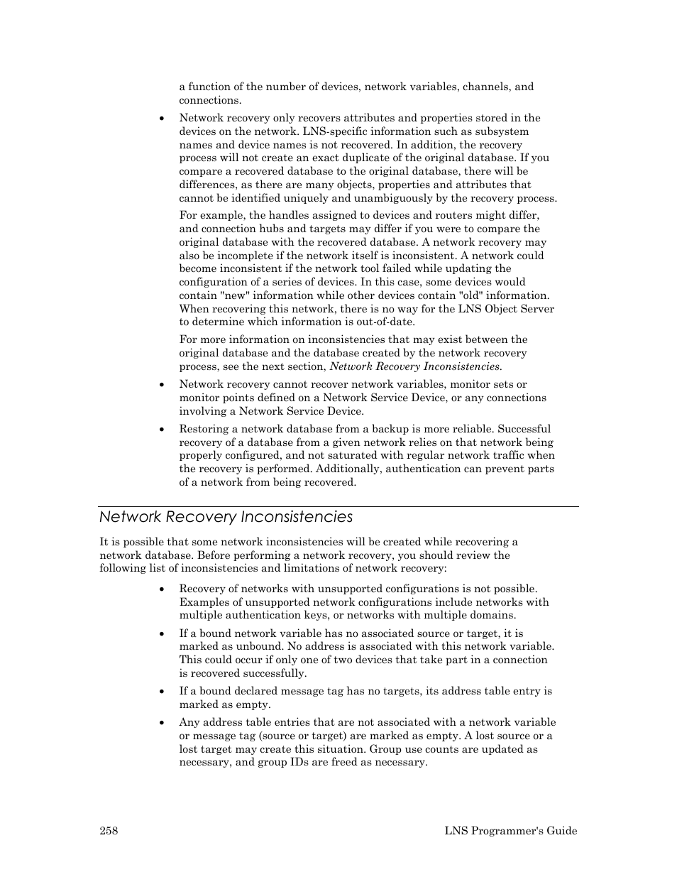 Network recovery inconsistencies | Echelon LNS User Manual | Page 272 / 368