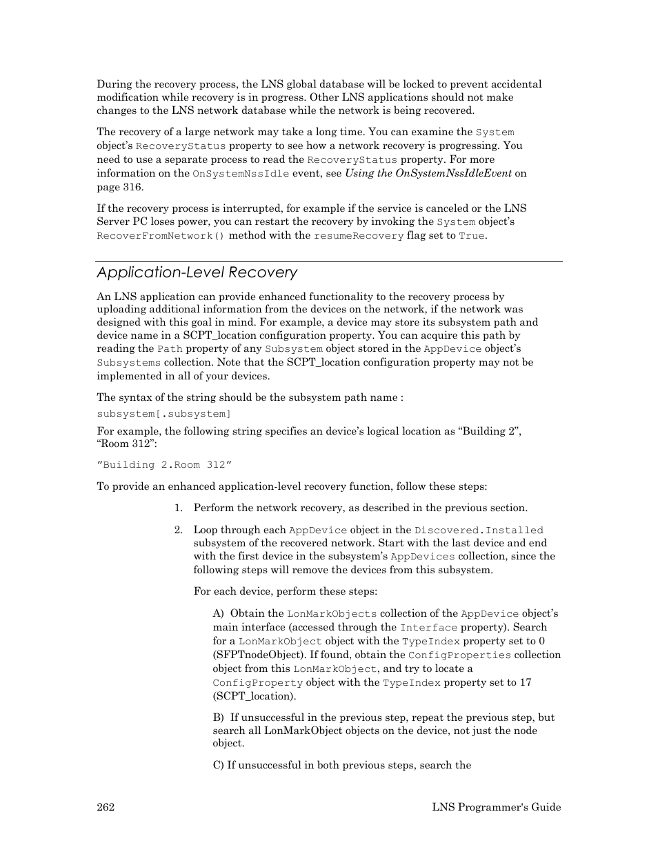 Application-level recovery | Echelon LNS User Manual | Page 276 / 368