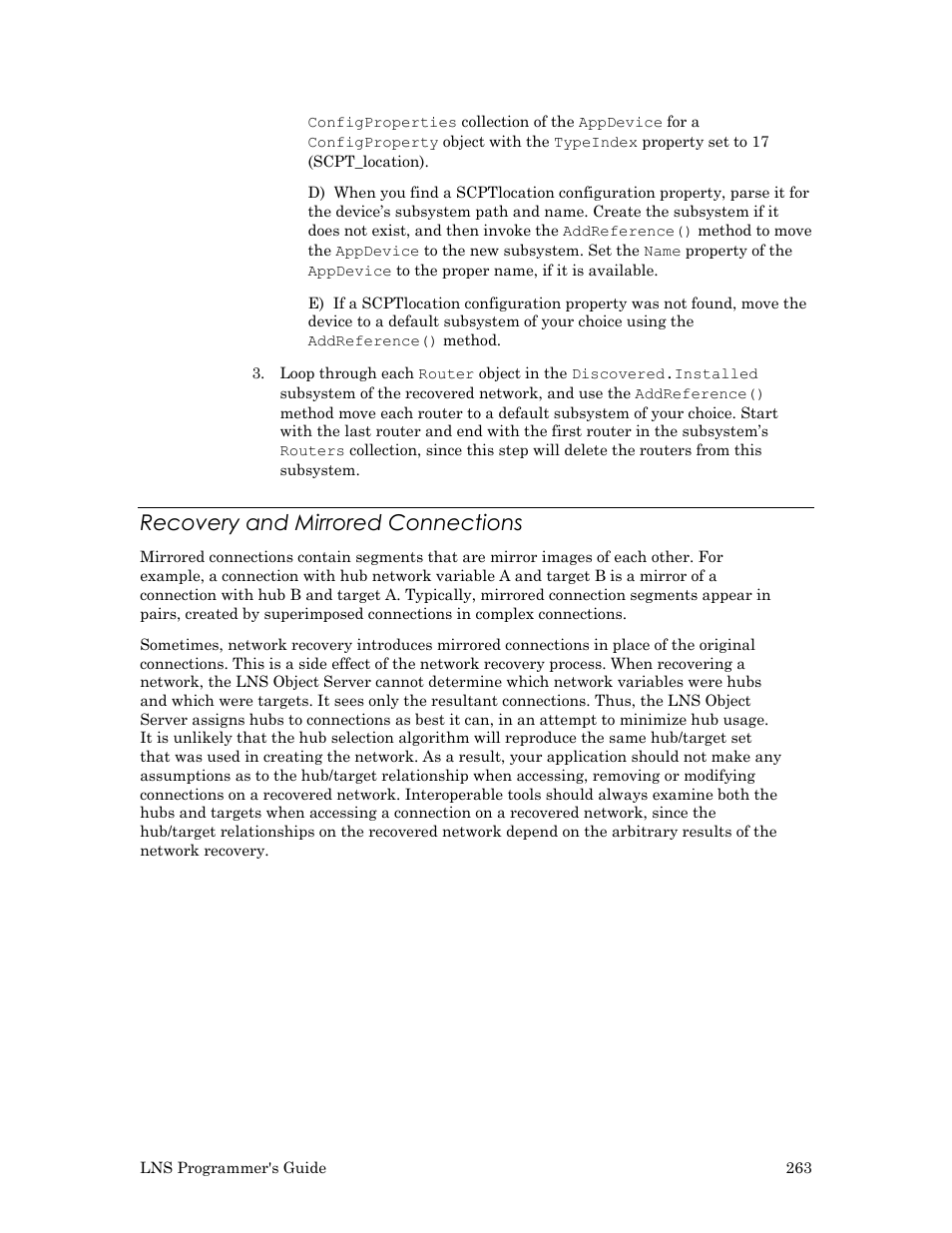 Recovery and mirrored connections | Echelon LNS User Manual | Page 277 / 368