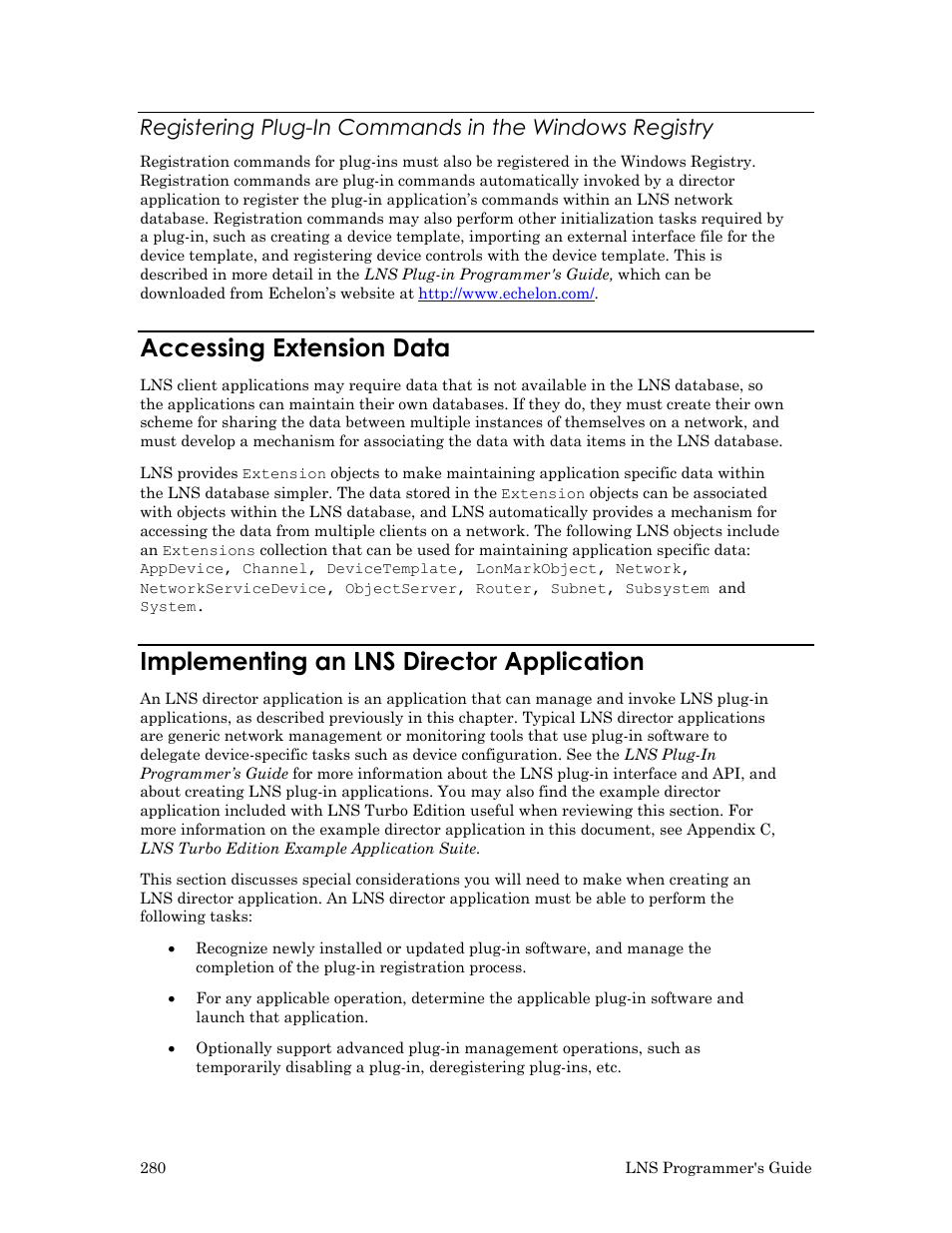 Accessing extension data, Implementing an lns director application | Echelon LNS User Manual | Page 294 / 368
