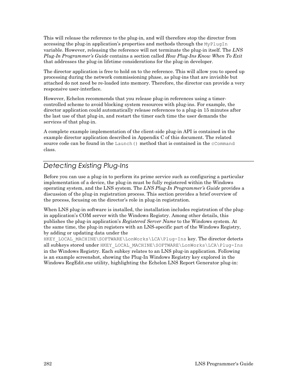 Detecting existing plug-ins | Echelon LNS User Manual | Page 296 / 368