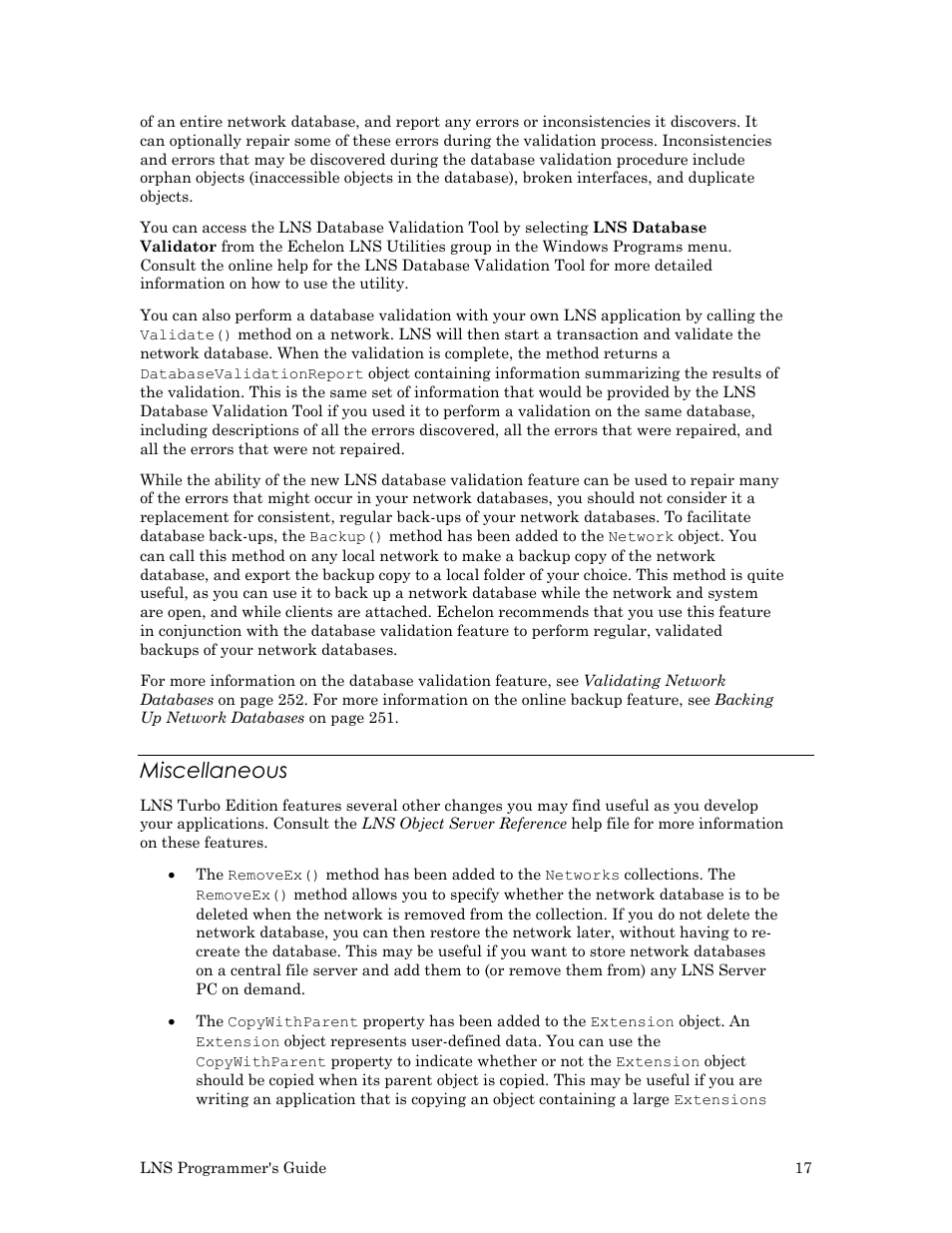 Miscellaneous | Echelon LNS User Manual | Page 31 / 368