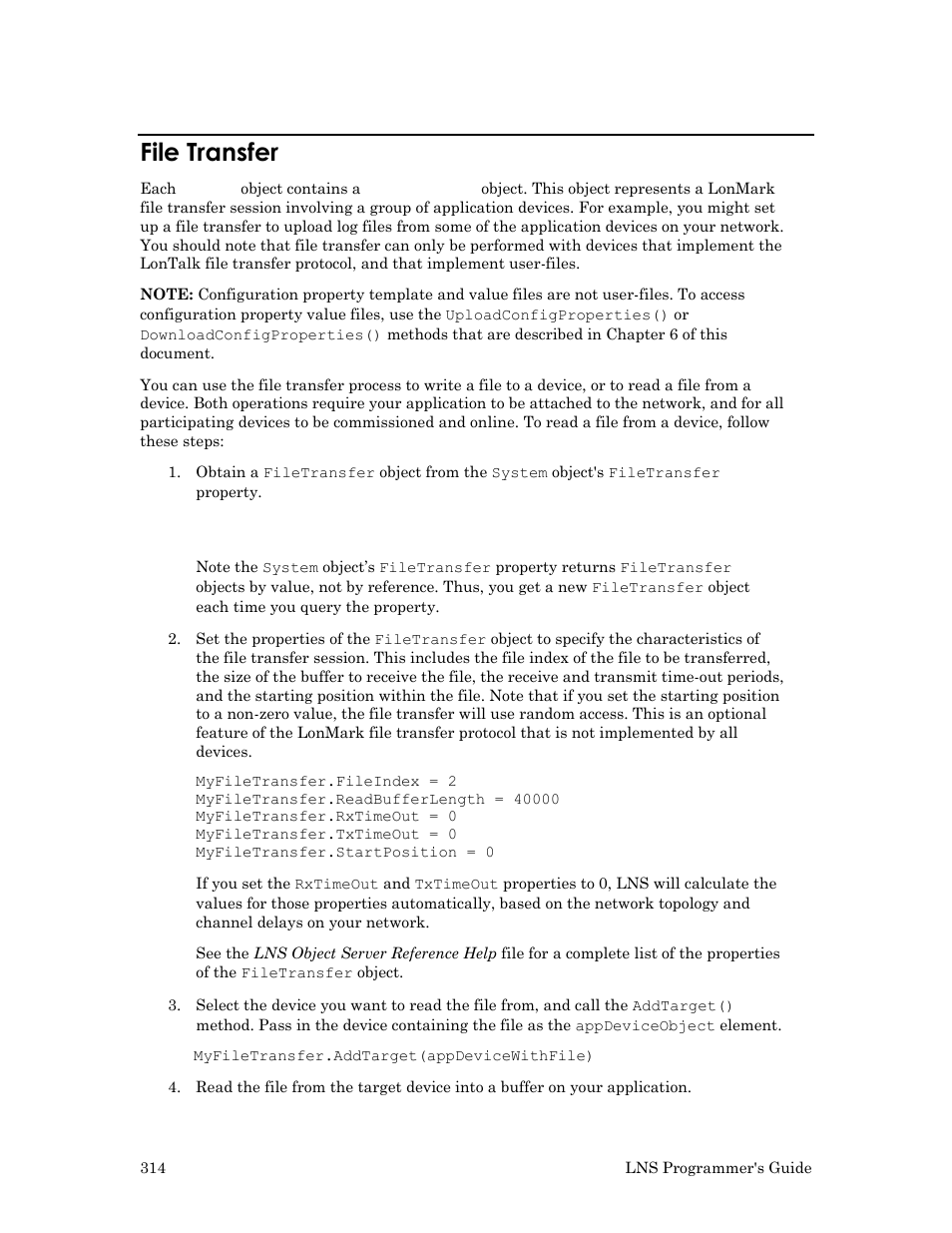 File transfer | Echelon LNS User Manual | Page 328 / 368