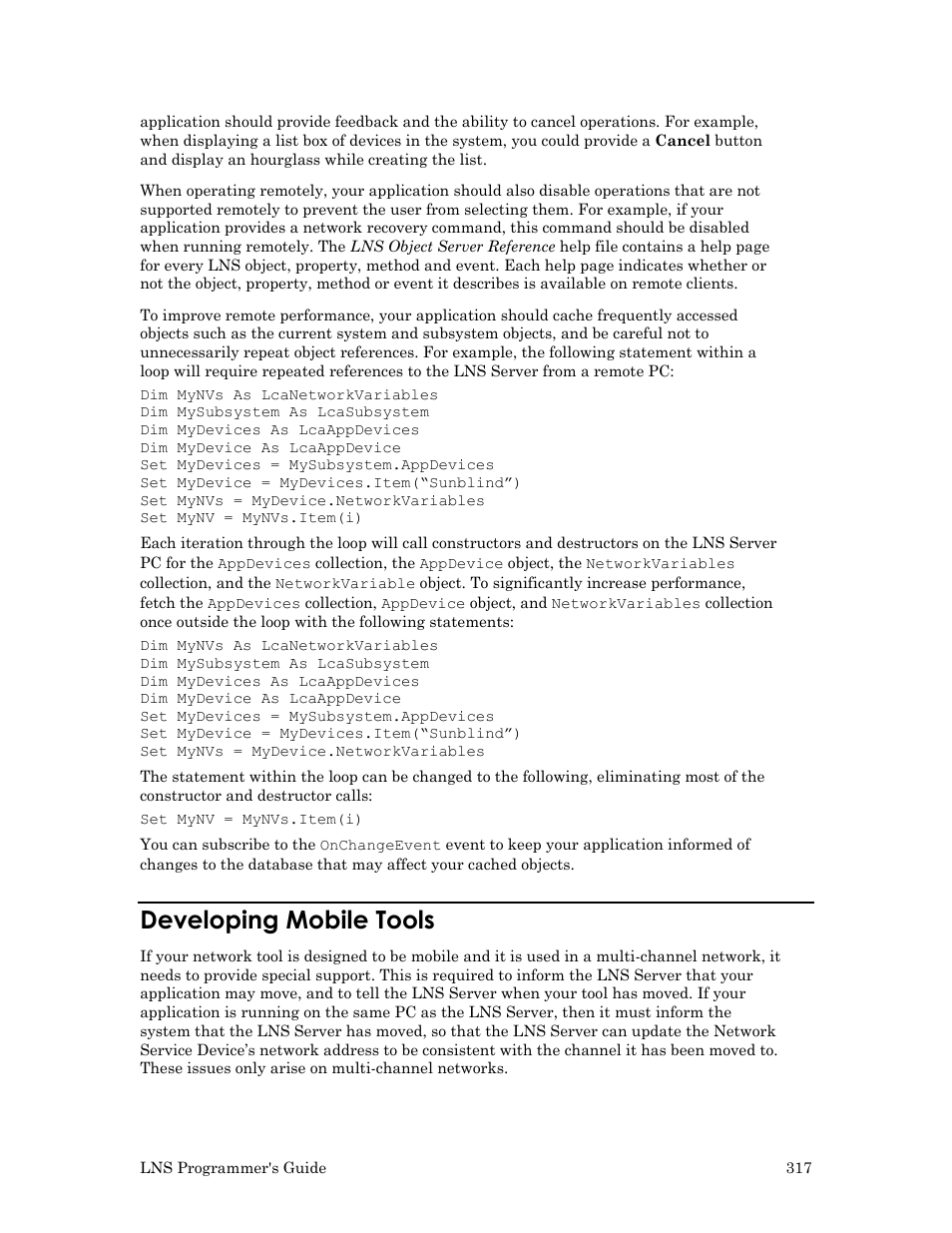 Developing mobile tools | Echelon LNS User Manual | Page 331 / 368