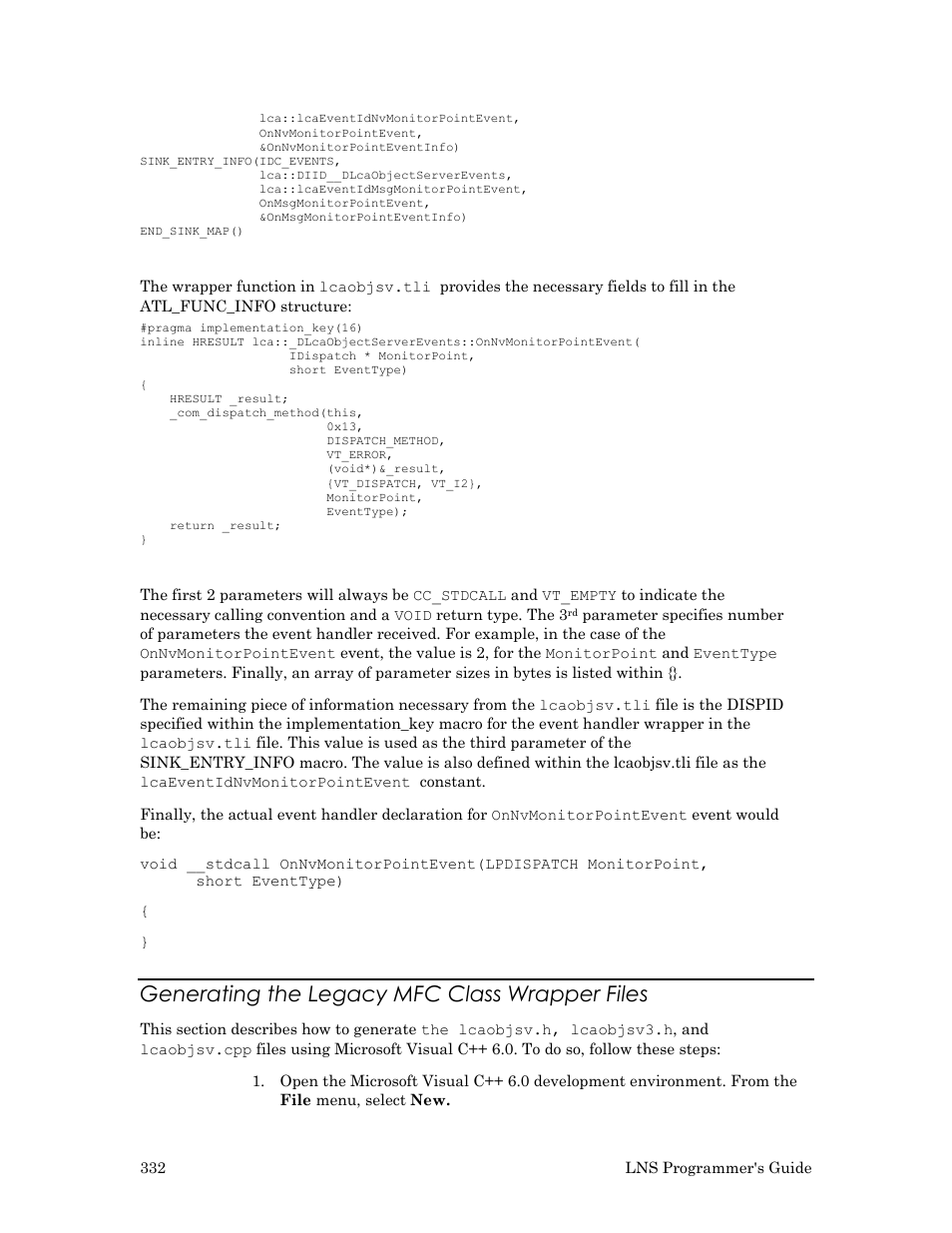 Generating the legacy mfc class wrapper files | Echelon LNS User Manual | Page 346 / 368